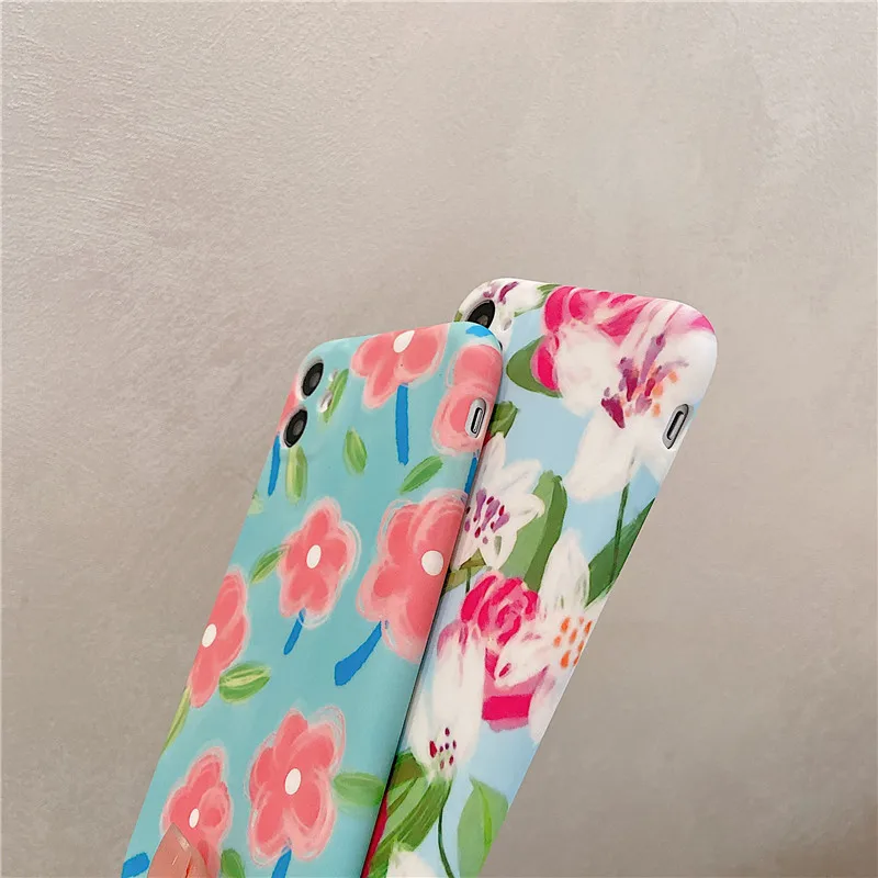 

Retro Art Oil Painting Colorful Flowers Phone Case For iPhone 11 Pro Max Xr Xs Max X 7 7 Plus 8 Plus Cases Soft Silicone Cover