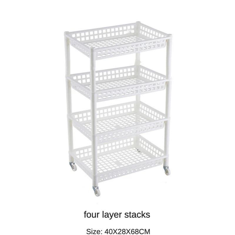 4-уровневый стеллаж для кухни ванной комнаты со съемными колесами тележка на