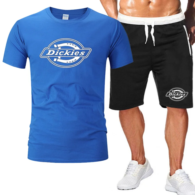 

Men's printed casual suit DICKIES summer top sports suit cotton O-neck short-sleeved T-shirt + shorts two-piece suit
