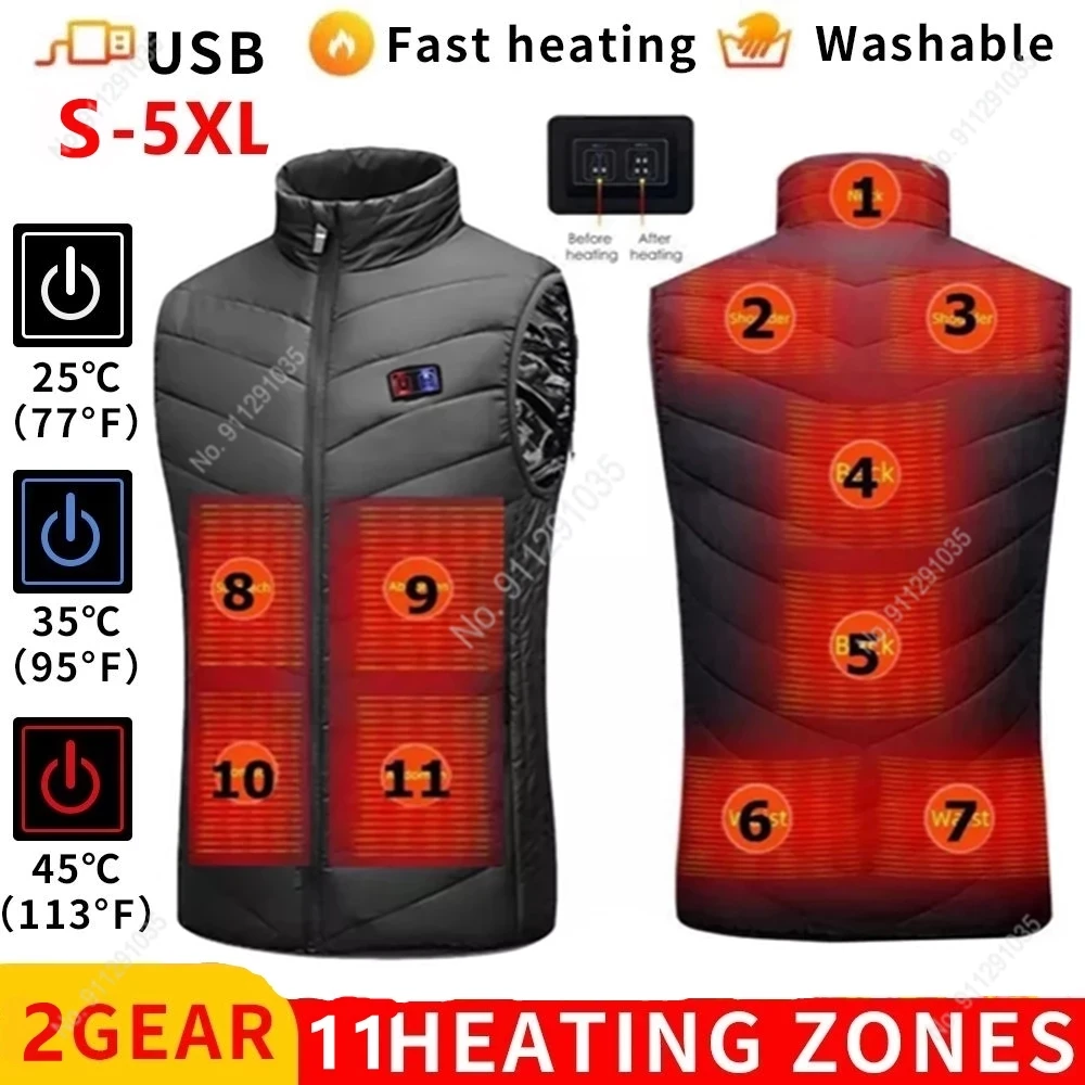 

Chaleco con calefacción infrarroja para hombre, chaqueta eléctrica con USB para exteriores, para deportes, senderismo, 5XL talla