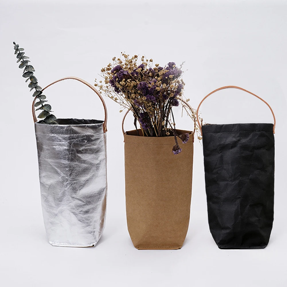 Перерабатываемая моющаяся коричневая бумажная сумка-тоут с цветами прочная