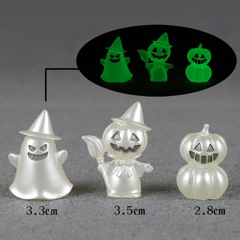 

1PC Glow in Dark Action Figure Luminous Pumpkin Ghost Demon Elf Dolls Resin Model Cartoon Figurines Halloween Kids Toys