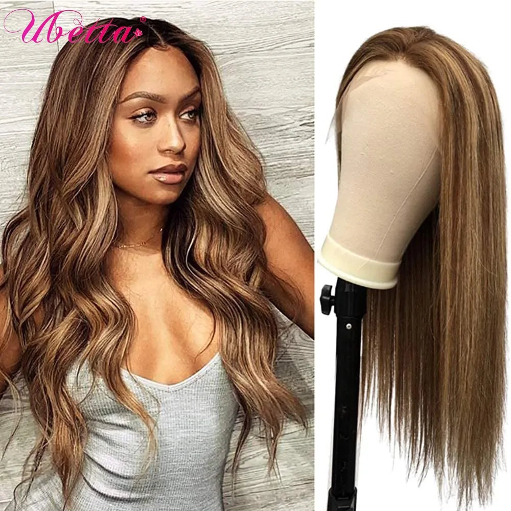 

13x4 Highlight Lace Front Wig Human Hair 150% Honey Blonde Brown Ombre Straight Wigs For Women Pre Plucked Remy Brazilian Wigs