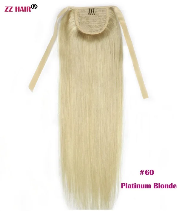 ZZHAIR 120 г 1"-28" машинное производство, волосы remy, лента, конский хвост, на заколках, человеческие волосы для наращивания, 22 цвета, конский хвост, Натуральные Прямые
