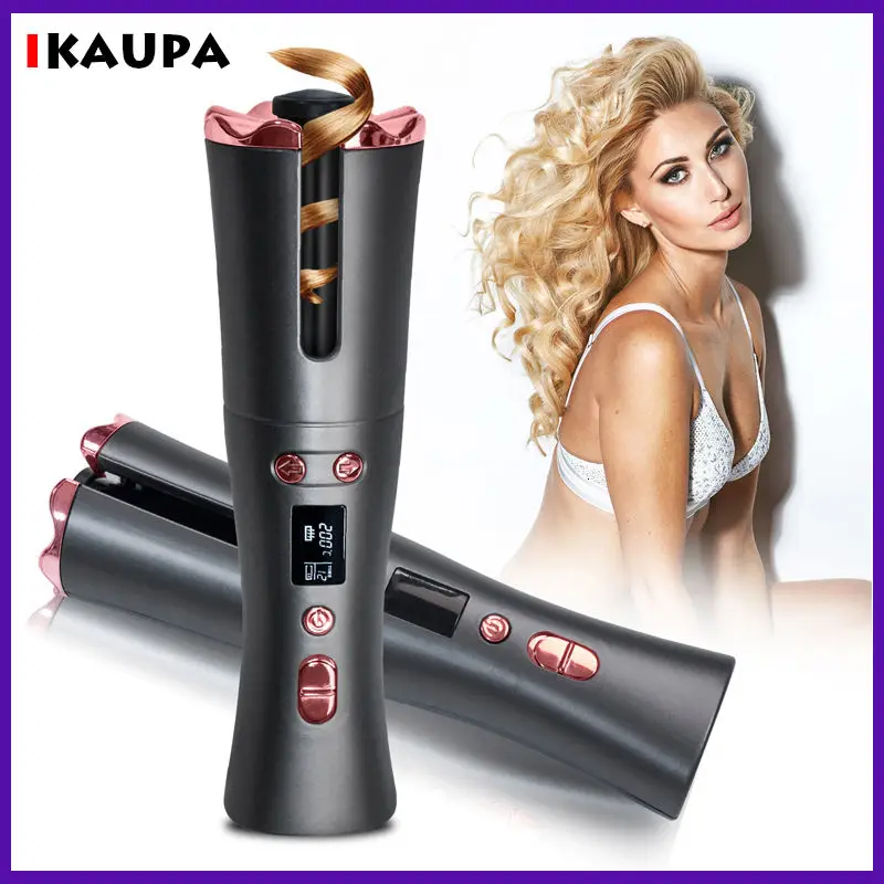 

Cordless Automatic Hair Curler iron wireless Curling Iron USB Rechargeable Air Curler for Curls Waves LCD Display Ceramic Curly