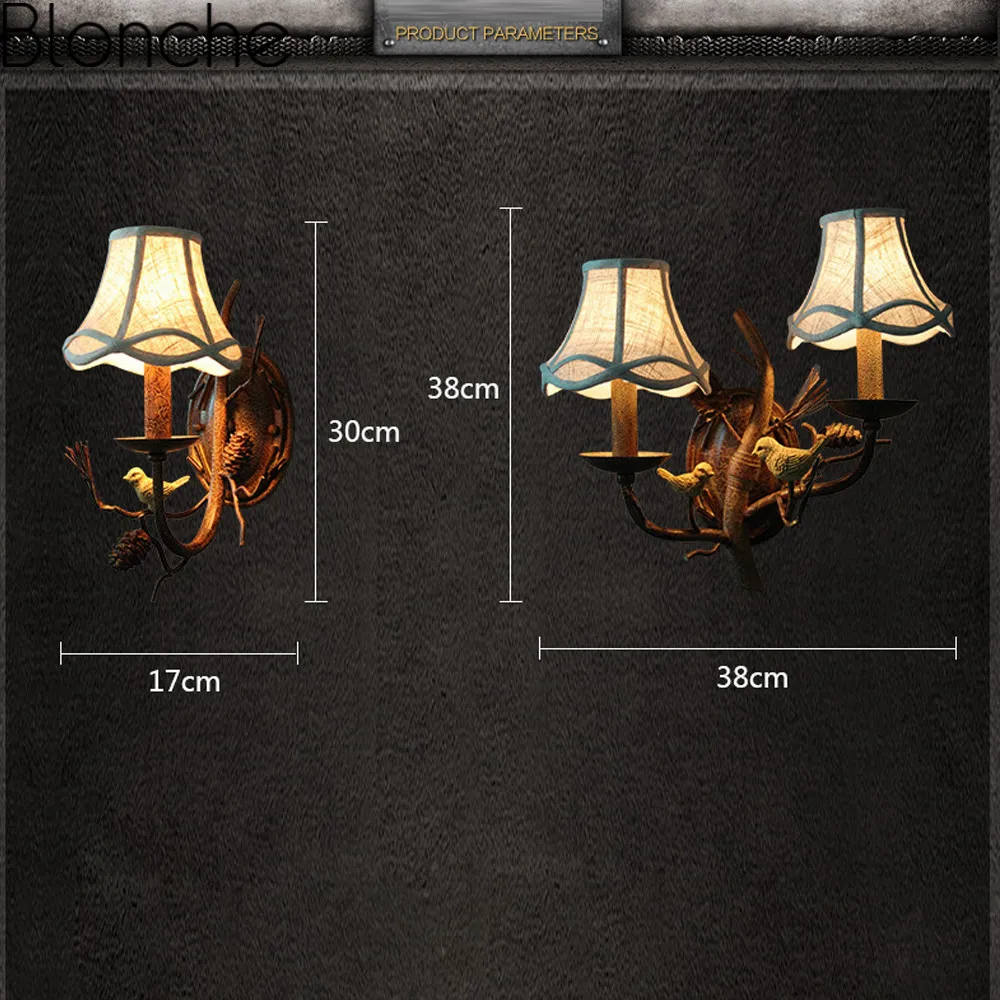 Американский кантри птица настенные светильники промышленные светодиодные бра