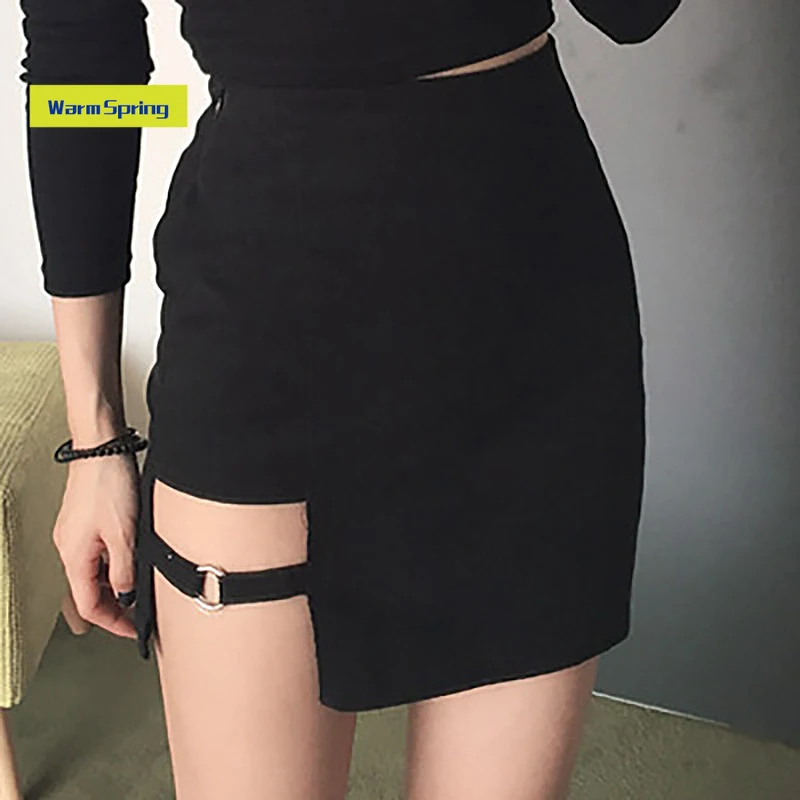 

Korean Style Black Package Hip Skirts Irregular Hem Pencil Micro Skirt Sexy Slim Women Bodycon Party Skirts Black