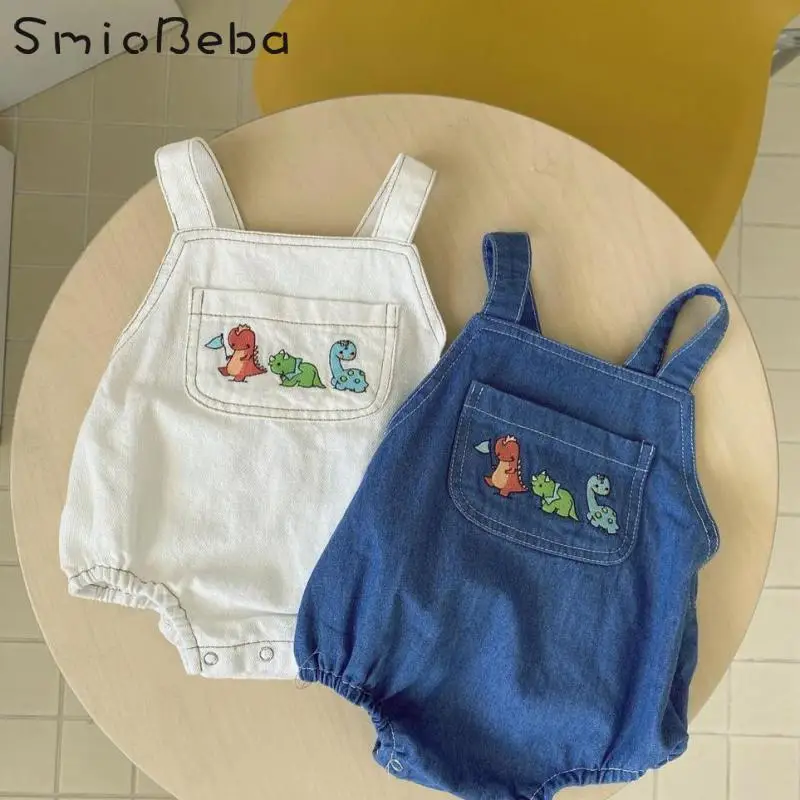 

Newborn Three Dinosaur Baby Bodysuits Pants Summer Unisex Boys Girls Sleeveless Toddler Costume Organic Cotton Rompers Clothing