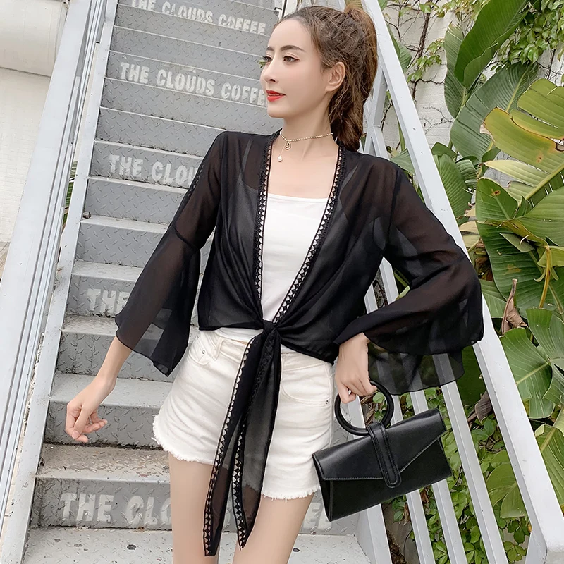 Женская шифоновая блузка с V образным вырезом в стиле бохо|Рубашки| |