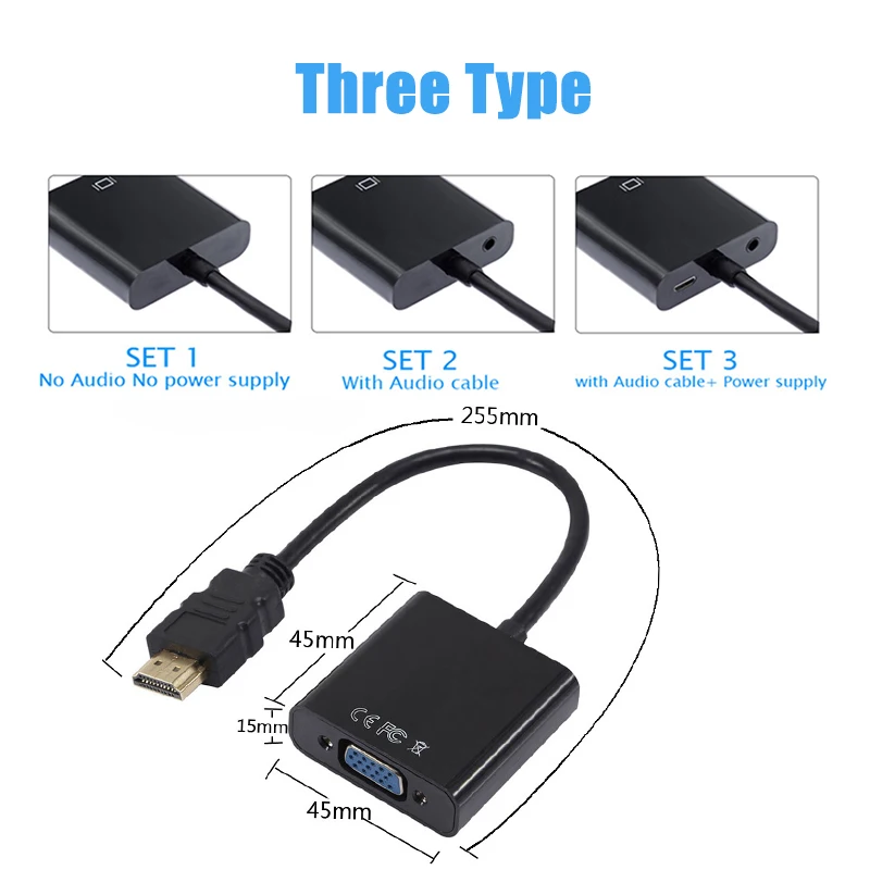 HD 1080P HDMI совместимый адаптер VGA папа мама преобразователь цифровой в аналоговый