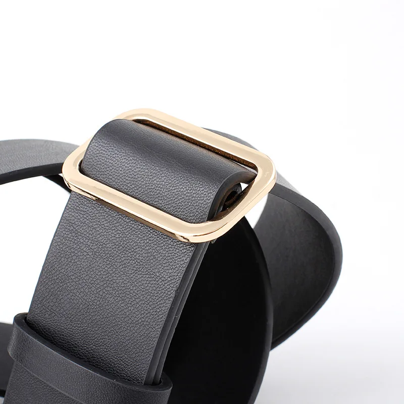 Женский ремень однотонный Прошитый искусственная кожа черный женский SE90|Женские