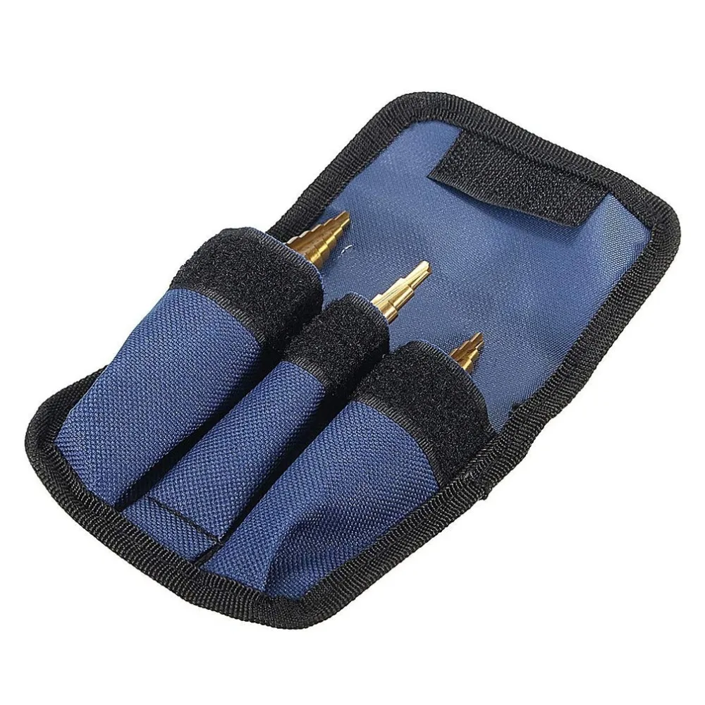 

3pc Hss step drill bit set cone hole cutter Taper metric 4 - 12 / 20 / 32mm 1 / 4 "titanium coated metal hex core drill bits