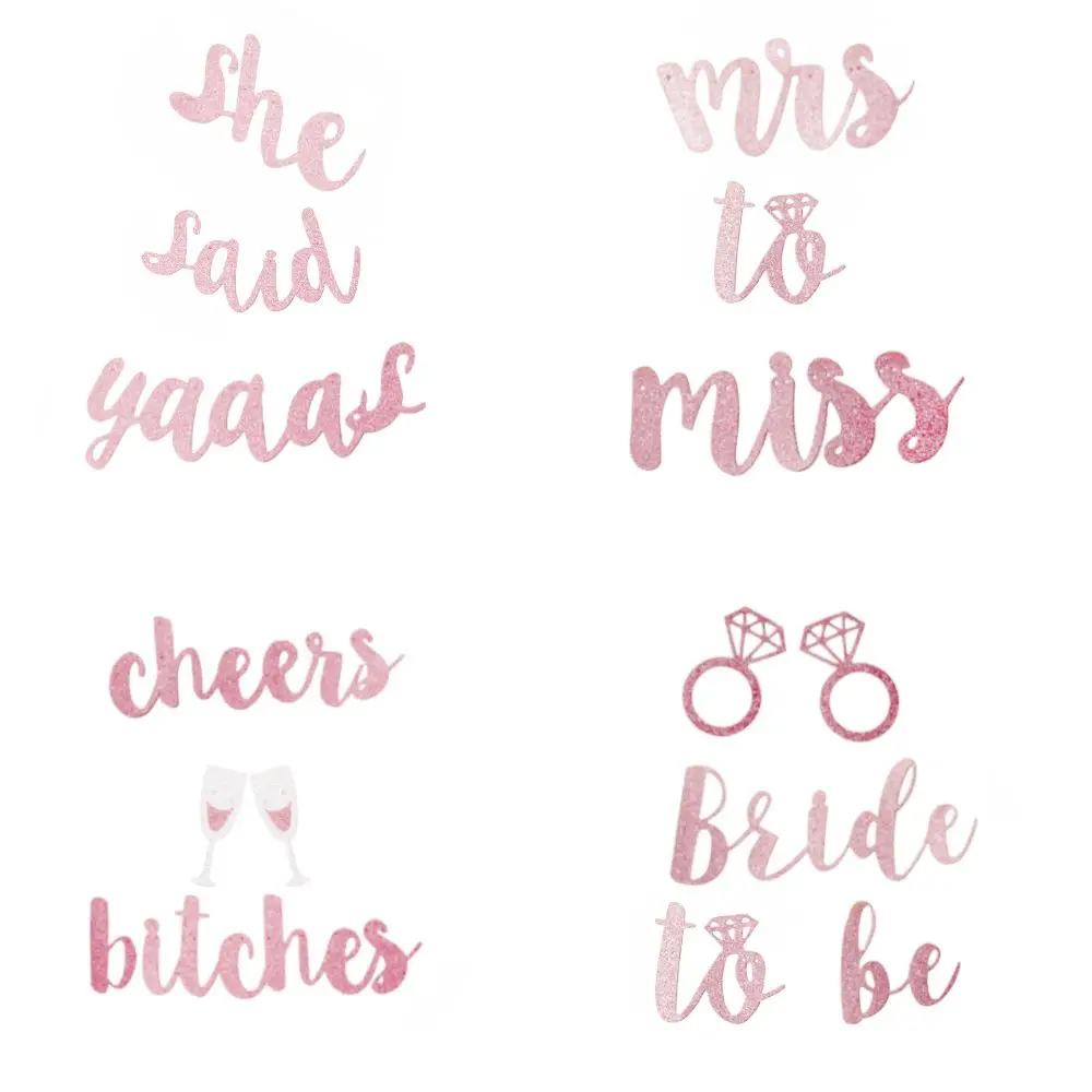 DIY Розовые блестящие бумажные флаги невесты баннер с надписью гирлянда баннеры