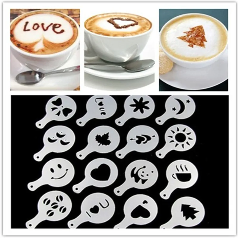 

Fancy Coffee Printing Template Kitchen Tools Kitchenware Coffee Spray Template Kitchen Gadgets Kitchen Accessories.16Pcs/Set