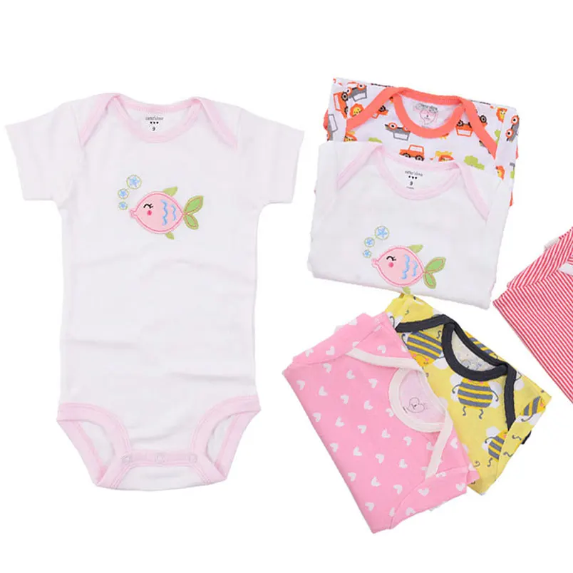 Комбинезон для маленьких девочек 5 шт. Детские костюмы Боди с короткими рукавами