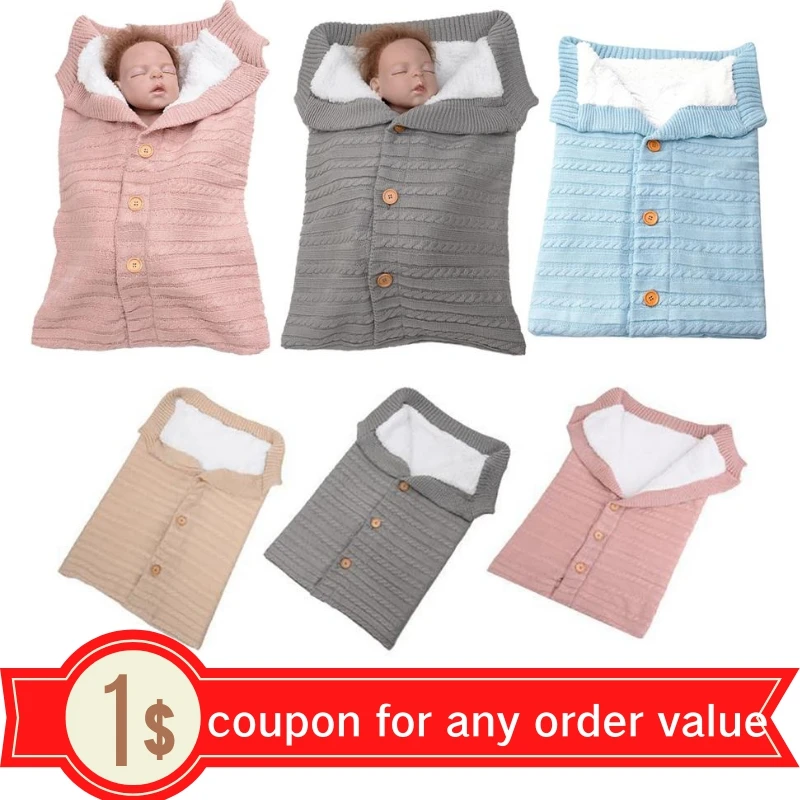 Зимний Теплый детский спальный мешок детское одеяло вязаное Пеленальное Одеяло