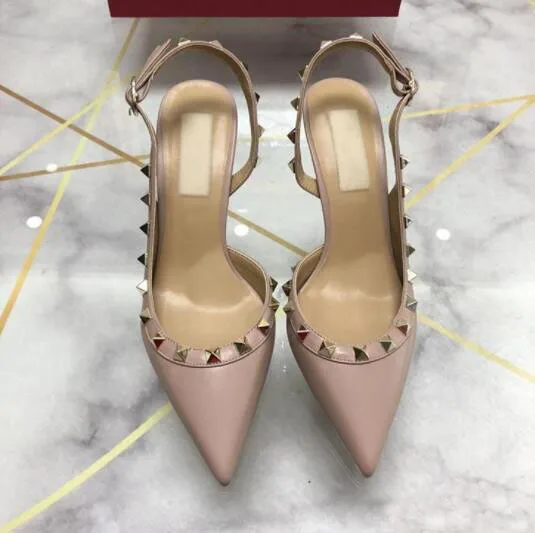 14 Women Dress Shoes rock Patent High Heels stud Pumps Rivets Real Leather Pointed Toe Wedding Shoes Gift Party Shoes - Цвет: 14