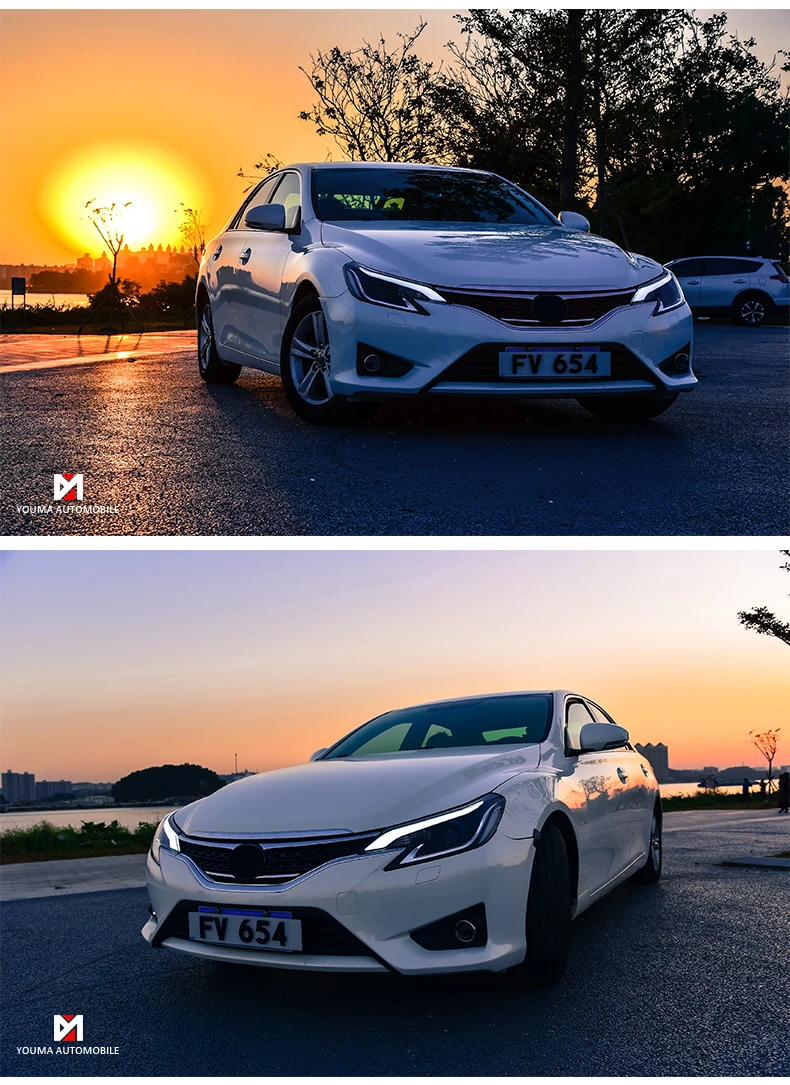 Hireno налобный фонарь для Toyota REIZ MARK X налобный фонарь в сборе светодиодный DRL ангел объектив Двойной Луч Ксенон 2 шт