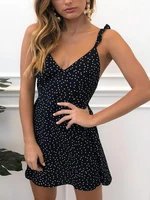 womens fashion in europe and america polka dot back sexy lace up dress