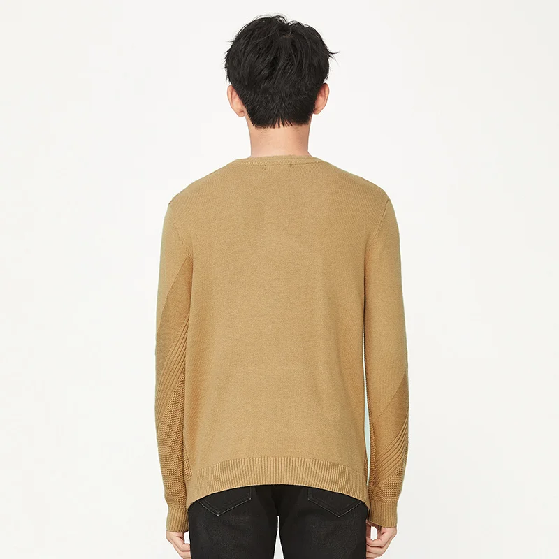 

SEMIR Winter Sweater Men 2021 New Splicing Japanese Knit Sweater Boys Autumn And Winter O Neck Bottoming Sweater Black