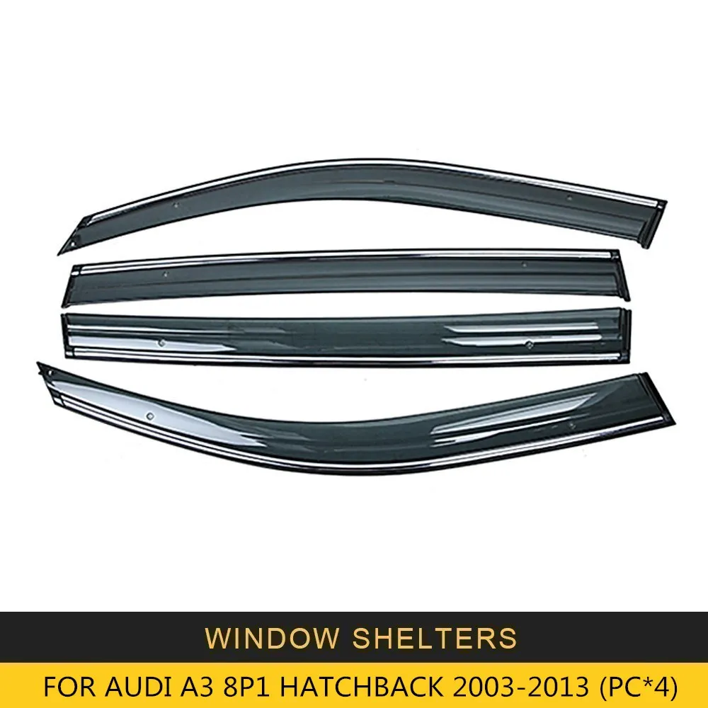 

For Audi A3 8P1 Hatchback 2003-2013 Car Window Sun Rain Shade Visor Shield Shelter Protector Cover Frame Sticker Accessories