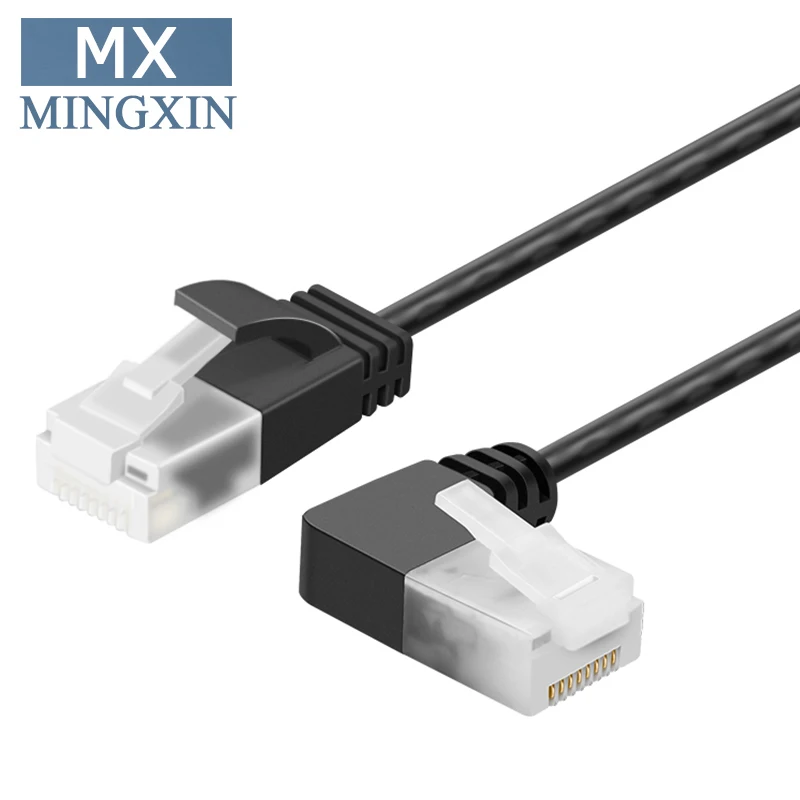 Сверхтонкий кабель cat6a ethernet с левым Углом Вниз utp сетевой Соединительный cat 6a