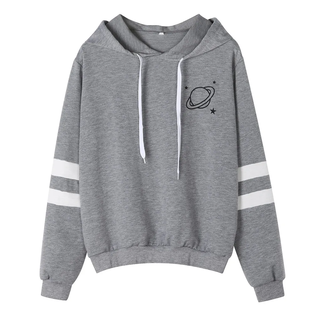 Fashion Womens Long Sleeve Sweatshirt Planet Printed Hoodie Causal Tops Streetwear Women Oversized Hoodies Moletom Feminino