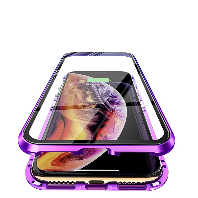 Градиентная Магнитная Адсорбция для iPhone X XS Max чехол из закаленного стекла назад