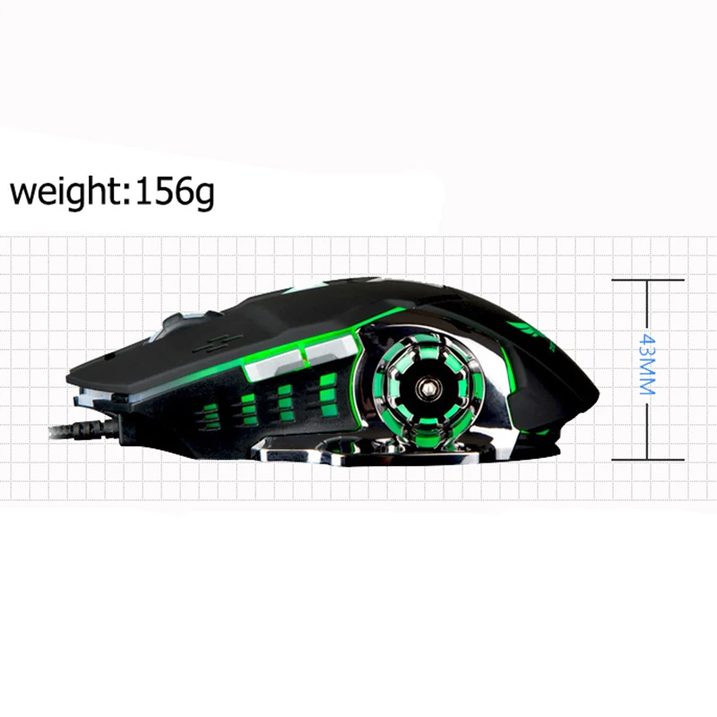 Фото Профессиональная игровая проводная мышь 8D 3200DPI, регулируемая Проводная оптическая светодиодная компьютерная мышь, USB-кабель, мышь для ноутбука, ПК №3