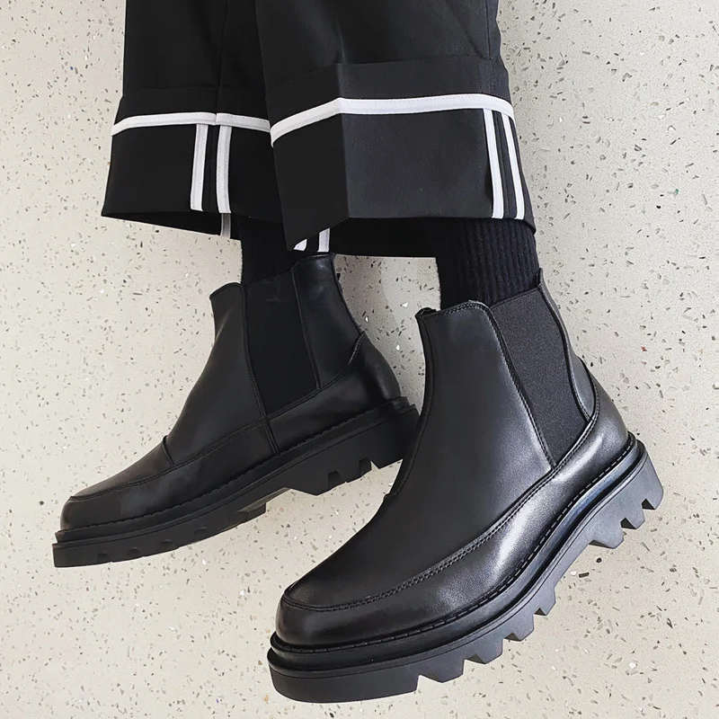 

Высокие кожаные туфли, корейские модные ботинки Martin, кожаные ботинки, ins средние туфли, мужская обувь, ботинки челси на осень и зиму