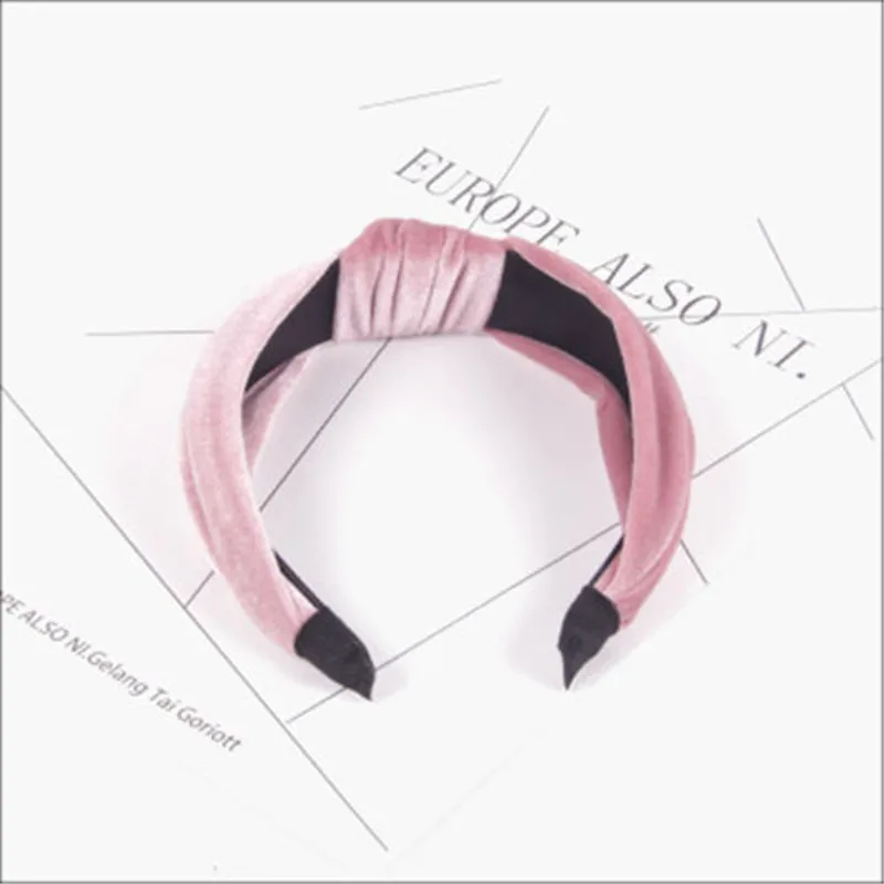 Осенне зимние новые бархатные повязки для волос с узлом широкая лента тканевая