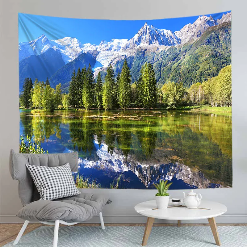 

Beautiful Sunset Scenery Mountains And Rivers Background Wall Printing Home Tapestry Walls Hanging Decor Large Size Customize
