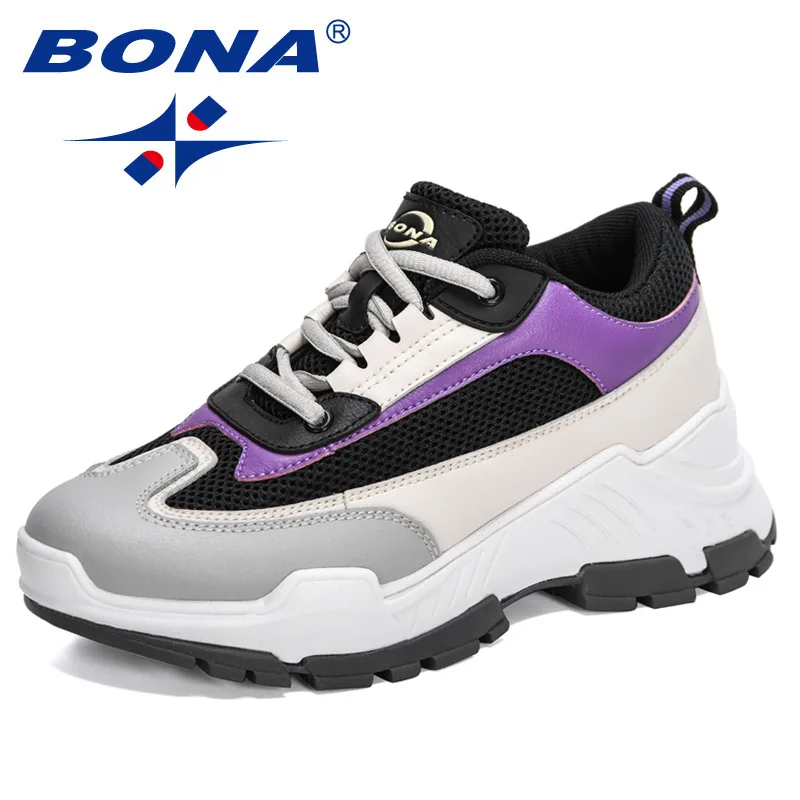 BONA 2021 New Designers Running Shoes Women Breathable Mesh Light Weight Sports Shoes Ladies Trendy Walking Sneakers Feminimo