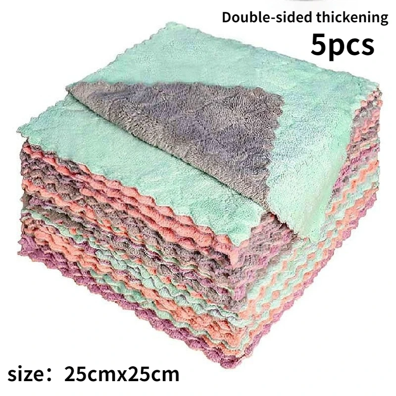 Двухслойные впитывающие полотенца из микрофибры кухонные нежирные тряпки