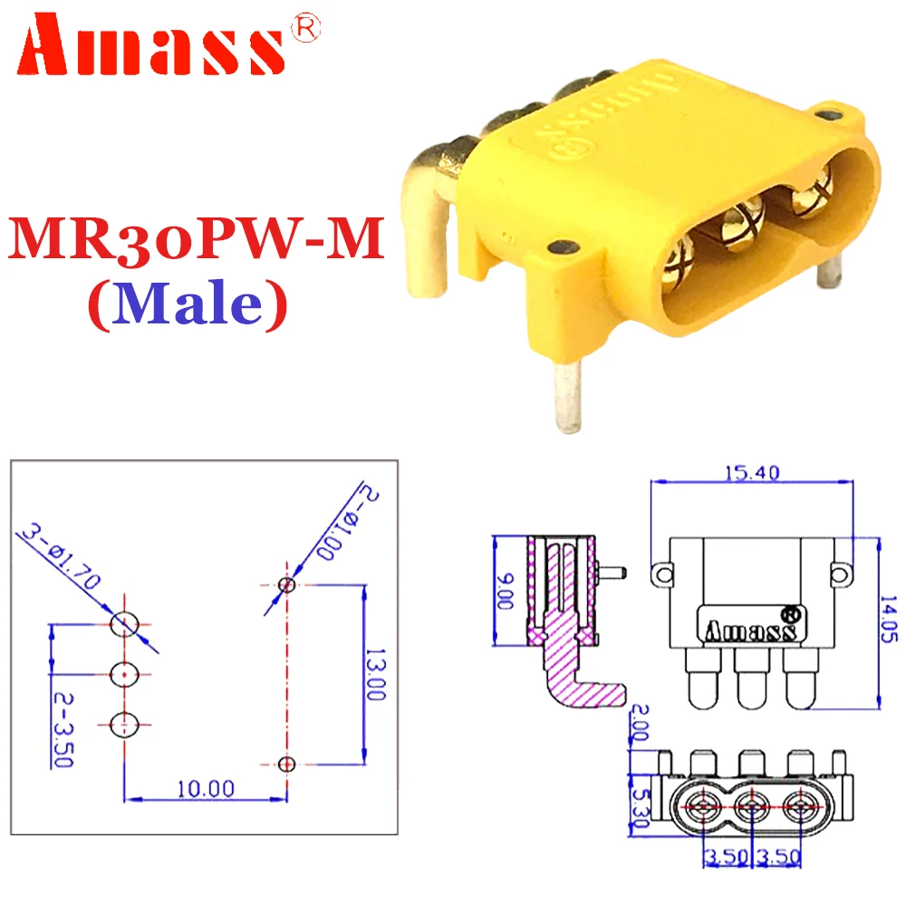5 пар AMASS MR30PW MR 30 PCB 3 pin Male Female 2 мм Bullet разъемы для RC Lipo батарея Мультикоптер самолет