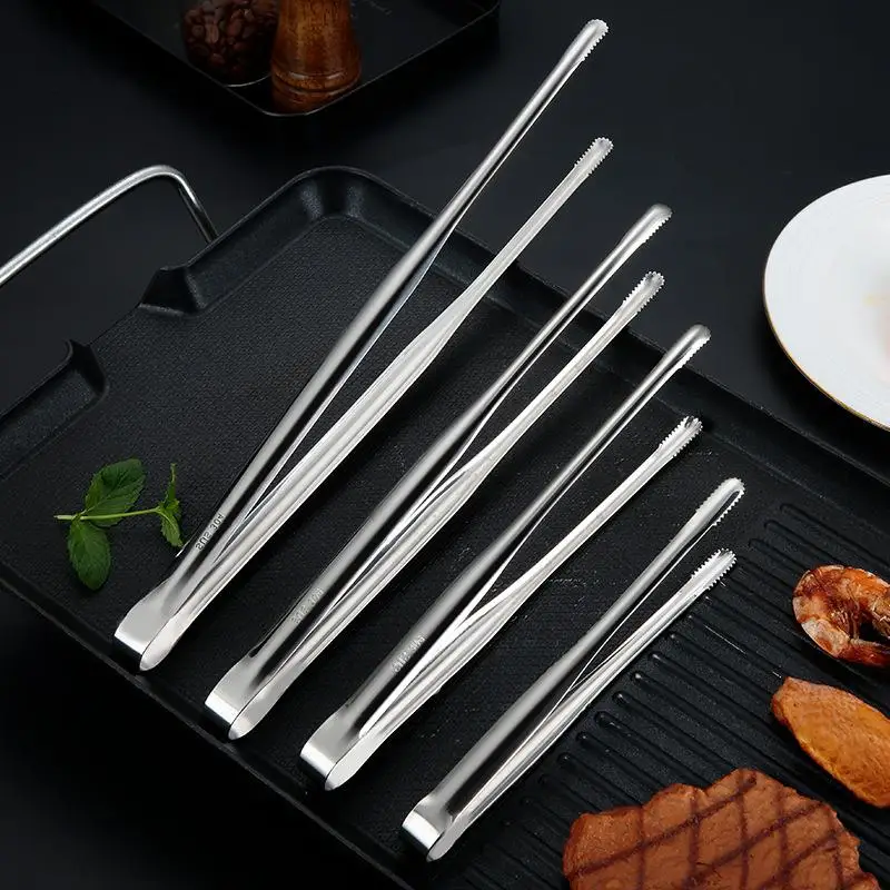 

Stainless Steel Clip Clamp Metal Kitchen Cooking BBQ Grilling Bread Serving Tongs Non-slip Food Salad Tools Gadgets Accessories
