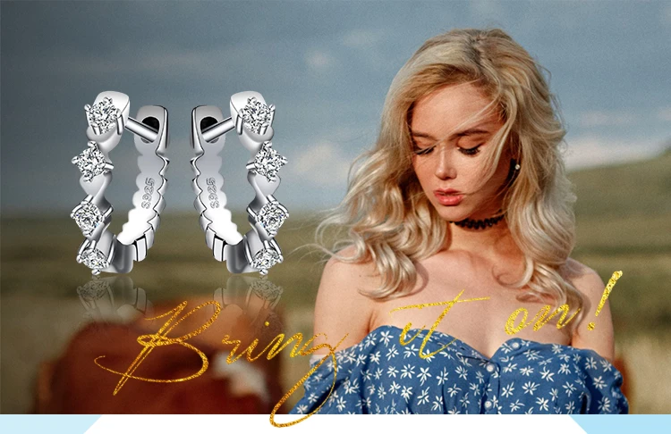 Jewelrypalace Сияющий 0.1ct кубического циркония Серьги-кольца стерлингового серебра 925 пробы обручальные Обручение подарок ювелирные изделия мода Подвески-талисманы