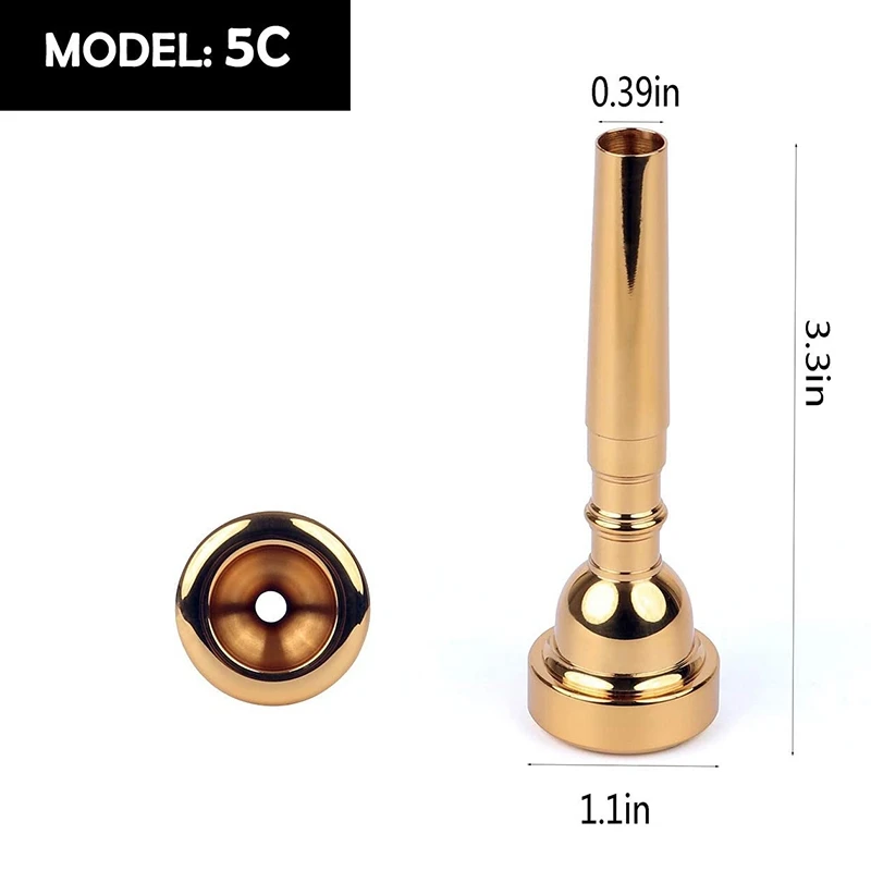 

Trumpet Mouthpiece 5C Trumpet Mouthpiece Set Replacement Musical Instruments Accessories Golden