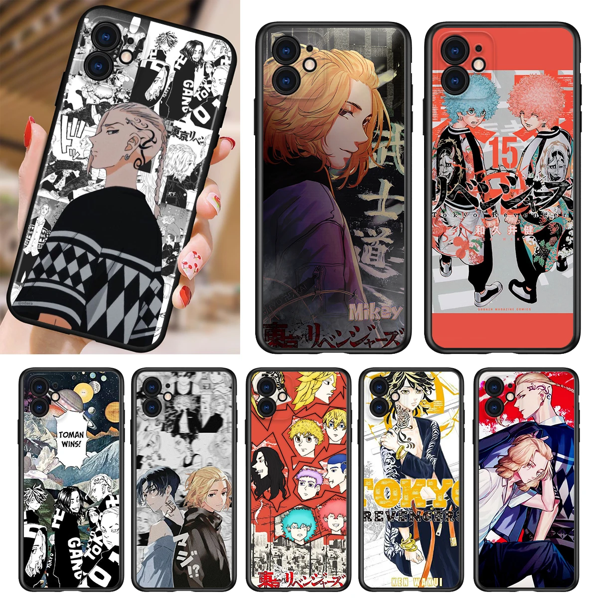 

Phone Case For Apple iPhone 13 12 11 SE XS XR X 7 8 6 5 S mini Plus Pro MAX 2020 Tokyo Avengers Black Soft Cover