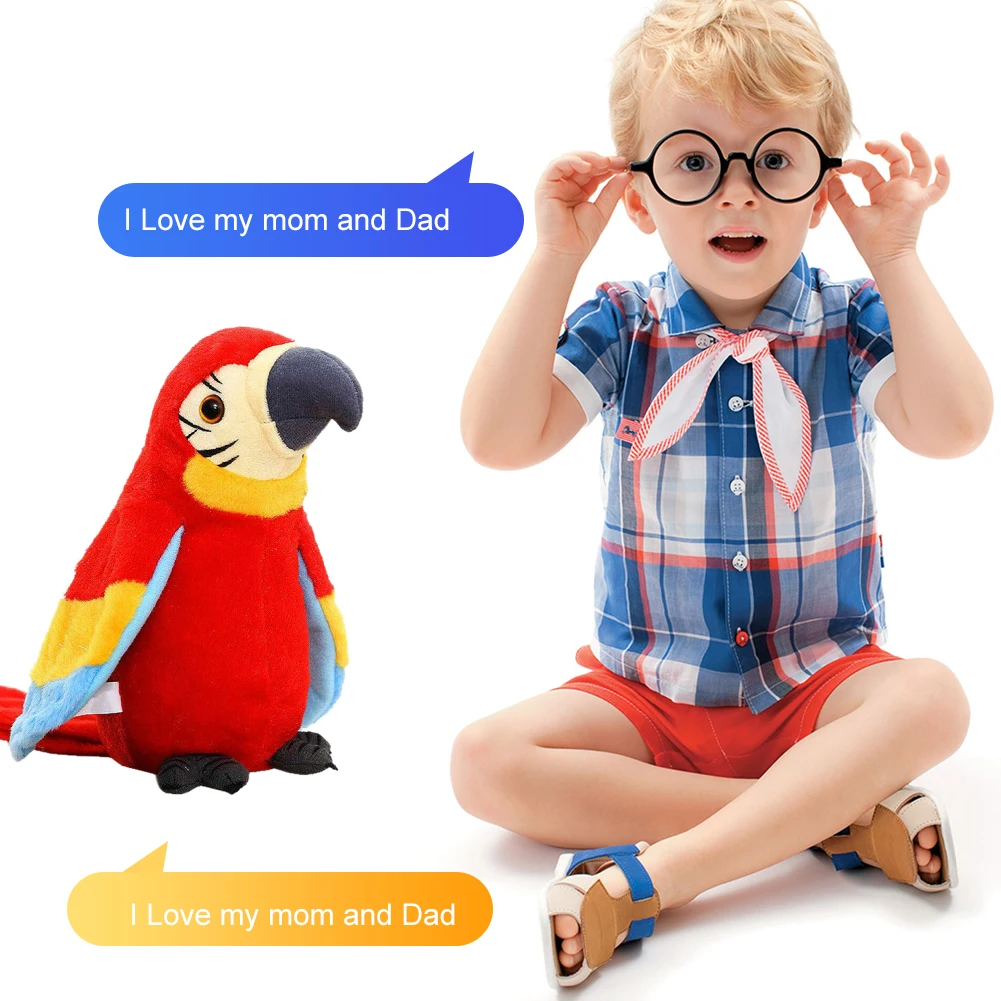 Милый Электрический говорящий попугай игрушка говорящая плюшевая птица