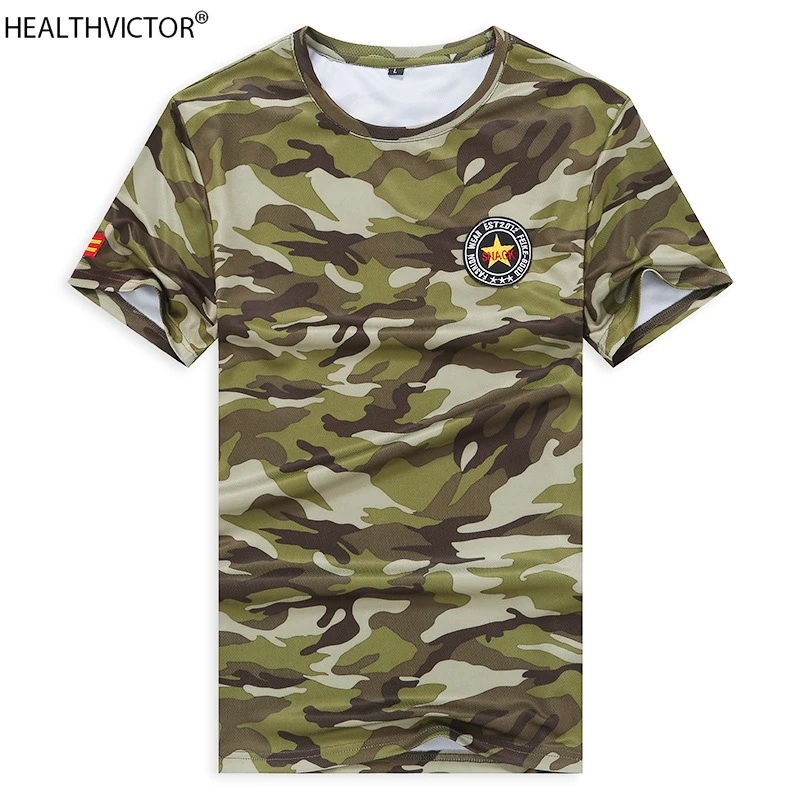 

Дышащая быстросохнущая камуфляжная футболка для занятий спортом на открытом воздухе, бега, тренажерного зала, работы, армейская футболка с ...
