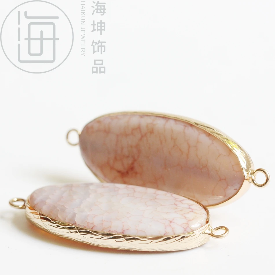 Ремесло поставка камень золотой тон в рамке около овальной 41*19 мм (ZH651 2)|Бусины| |