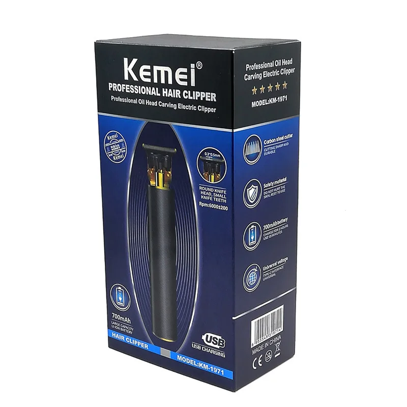 

Kemei 1971 Pro Li T-Outliner Skeleton Heavy Hitter Cordless Trimmer Men 0mm Baldheaded Hair Clipper Finish Hair Cutting Machine