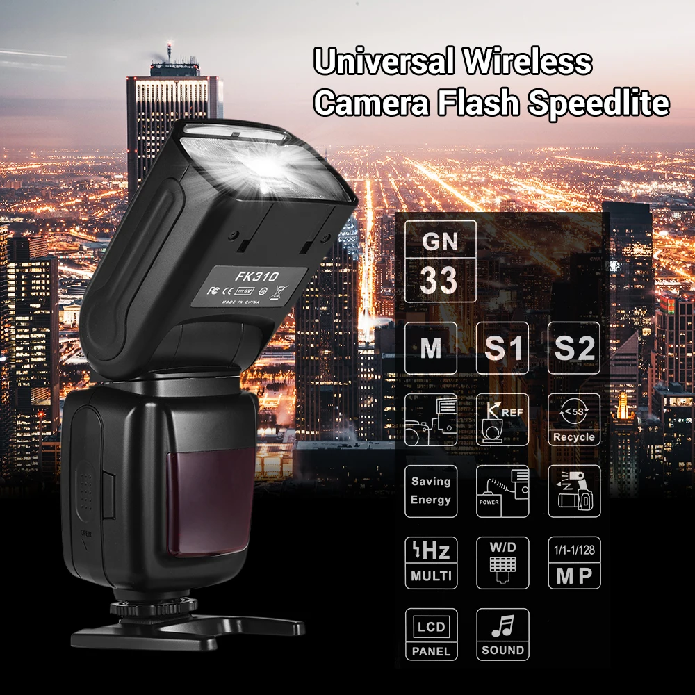 Универсальный беспроводной светильник вспышки камеры Speedlite GN33 ЖК-дисплей для Canon Nikon sony Olympus Pentax DSLR camera s