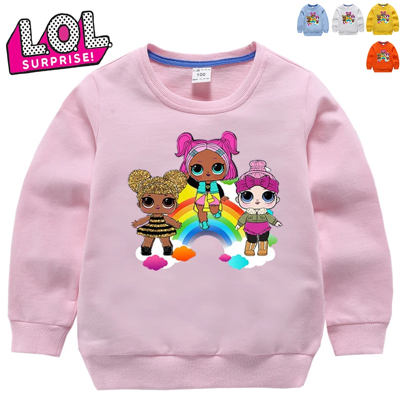 

LOL Surprise Dolls Cotton Long Sleeve Crew Neck Sport T-Shirt Cartoon Children LOL Doll Harajuku Sweatshirt Gifts for Girls HT02