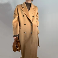 classic style winter double side wool coat womens cashmere long coat autumn winter high end water ripple coat double breasted