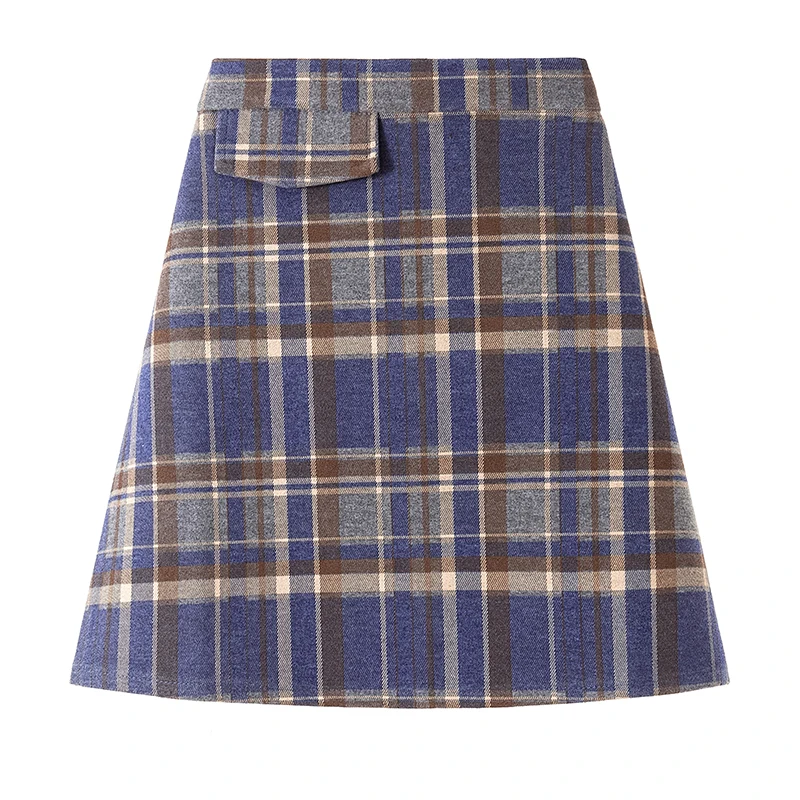 Plus Size 4XL Elastic Waist Women Skirt Woolen Plaid Stripe Mini Skirts 2019 Winter Warm Chic School Clothes |