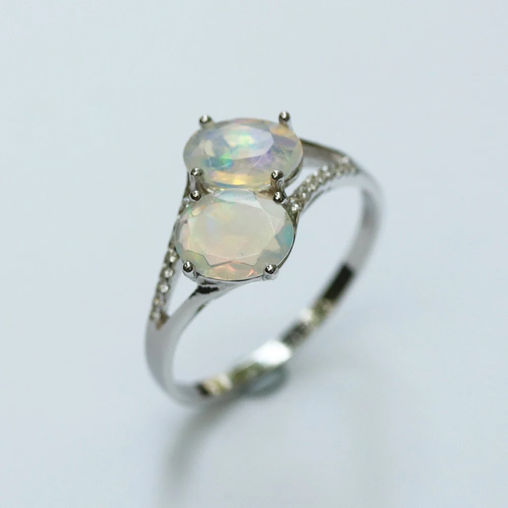 Кольцо с опалом женское овальное Ювелирное Украшение из натуральных драгоценных