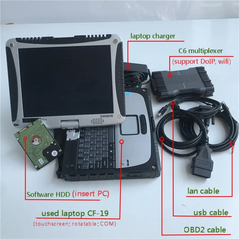 

MB Star C6 SD C6 VCI Diagnose with DOIP V09.2020 X-entry DAS Used Diagnostic laptop CF-19 4G for Auto Scanner Programming