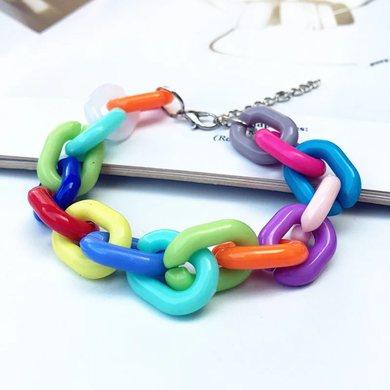 Акриловый милый браслет Цветной радужной ручной работы карамельный цветной